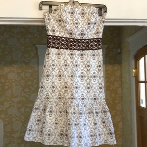 Strapless brown and white dress